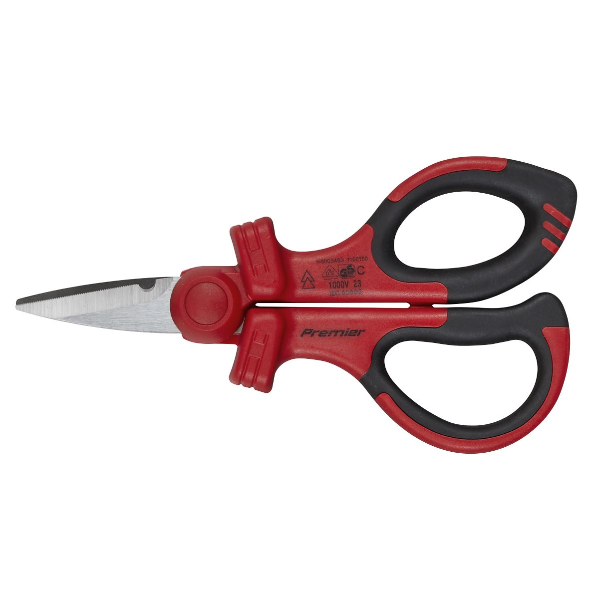 Sealey Insulated Scissors VDE Approved Stainless Steel Blade Soft Handle AK8526