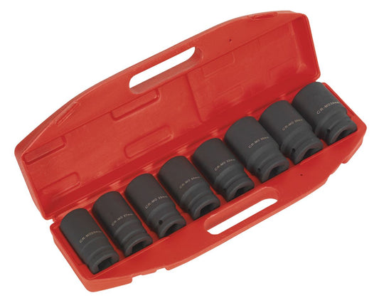 Metric Impact Socket Set 8pc Deep 3/4"Sq Drive In A storage Case Sealey AK885