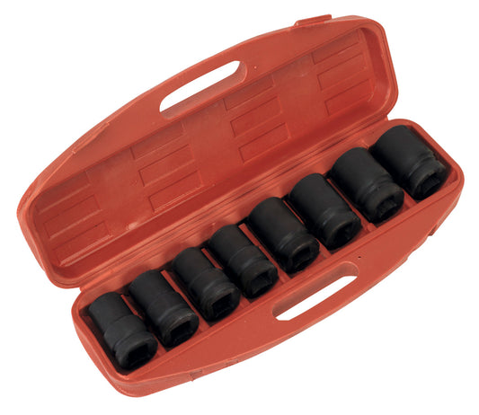 Metric Deep Impact Socket Set 8pc 1"Sq Drive Single Hex In A Case Sealey AK888M