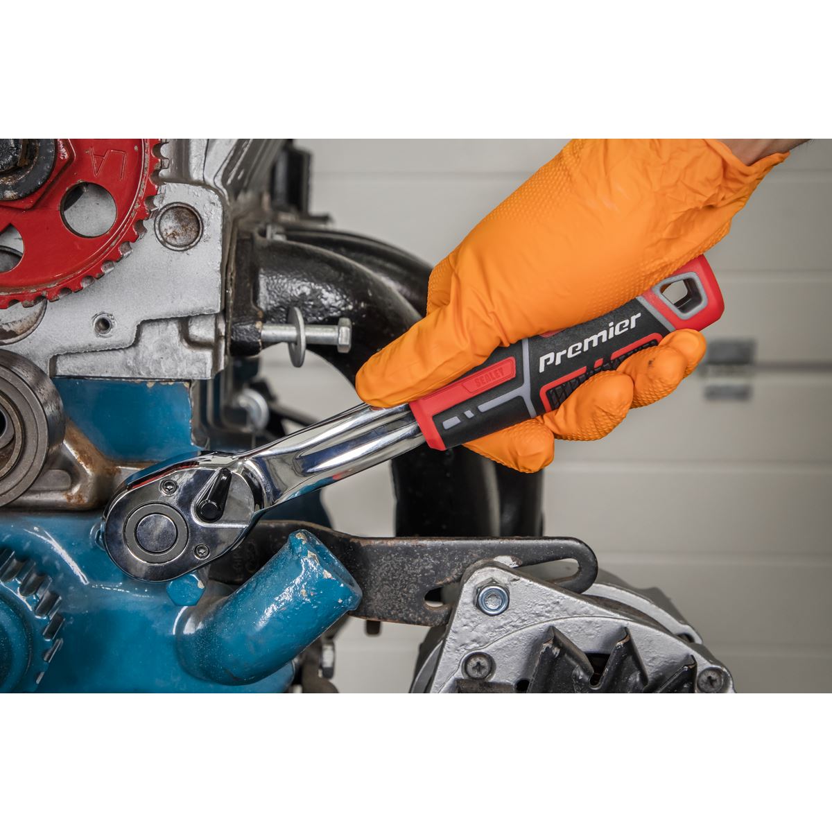 Sealey 3/8"Sq Drive Ratchet Wrench Offset Pear Head with Flip Reverse AK8938