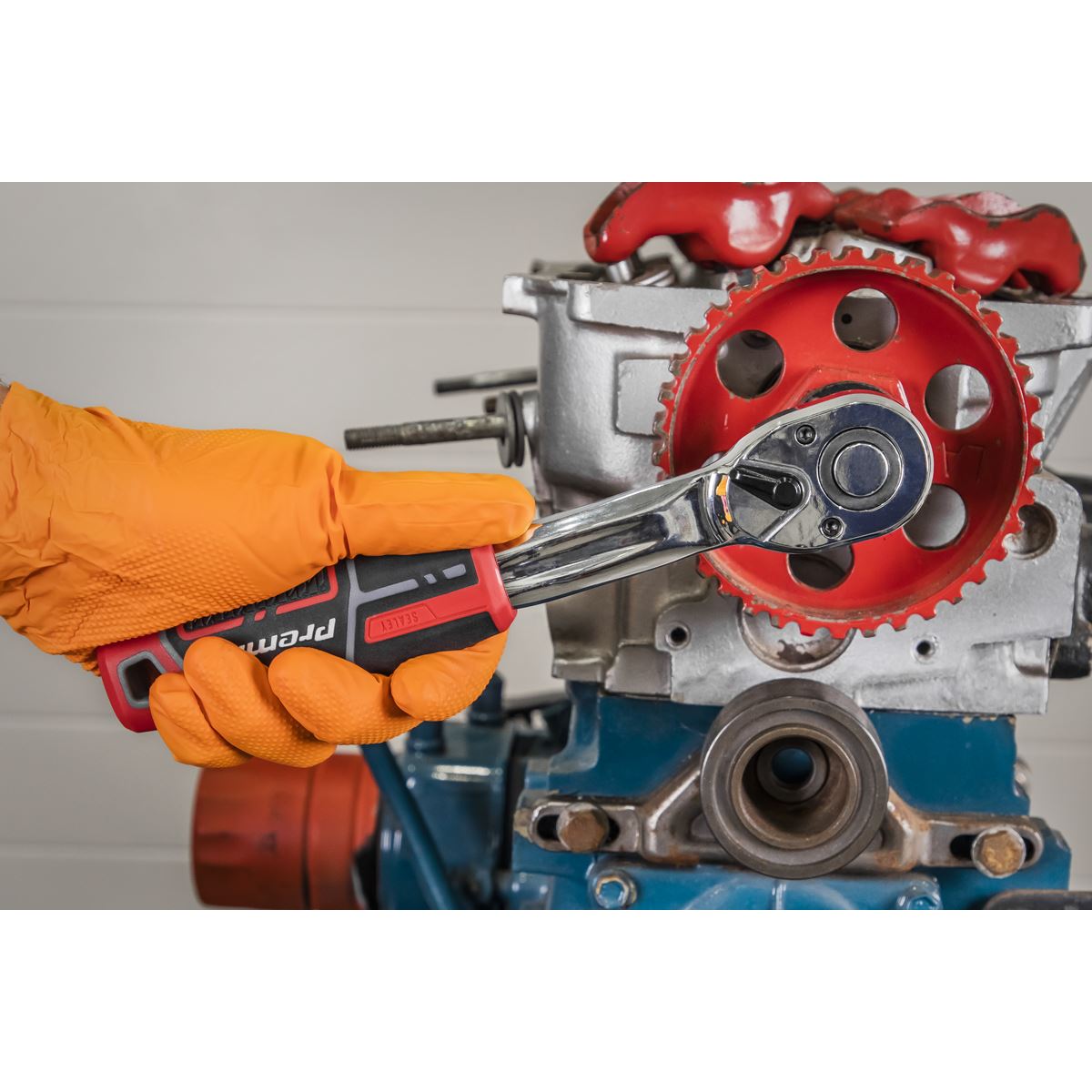 Sealey 3/8"Sq Drive Ratchet Wrench Offset Pear Head with Flip Reverse AK8938