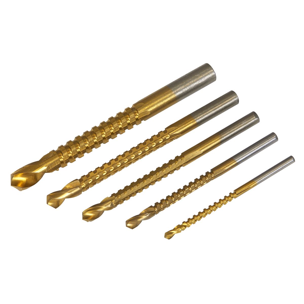 Sealey Drill Saw Bit Set 5pc 130° Split Point Spiral Groove 3 to 8mm AK9189
