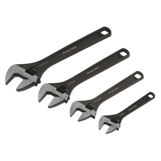 Sealey Adjustable Wrench Set 4pc Jaw Capacity 19 24 27 34mm Black AK9567