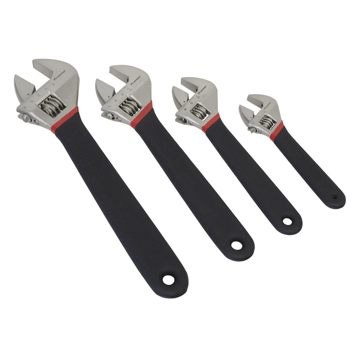 Sealey Adjustable Wrench Set 4pc Ni Fe Finish Sizes 150, 200, 250, 300mm AK9935