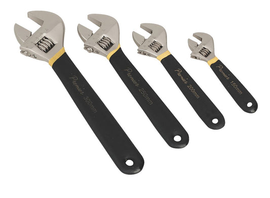 Sealey Adjustable Wrench Set 4pc Ni Fe Finish Sizes 150, 200, 250, 300mm AK9935