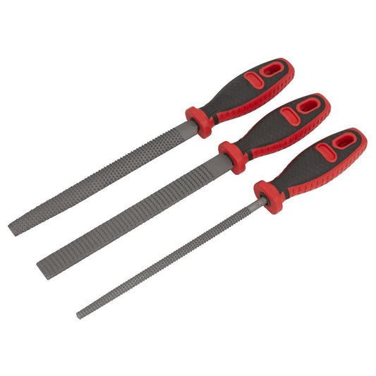 Sealey Wood Rasp File Set 3pc Including Flat Half Round And Round AKR03