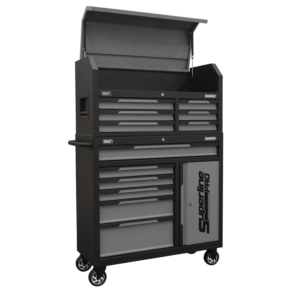 Sealey Superline Pro&reg; Topchest & Rollcab Combination 12 Drawer & 1 Door Cupboard - Grey AP1080GR