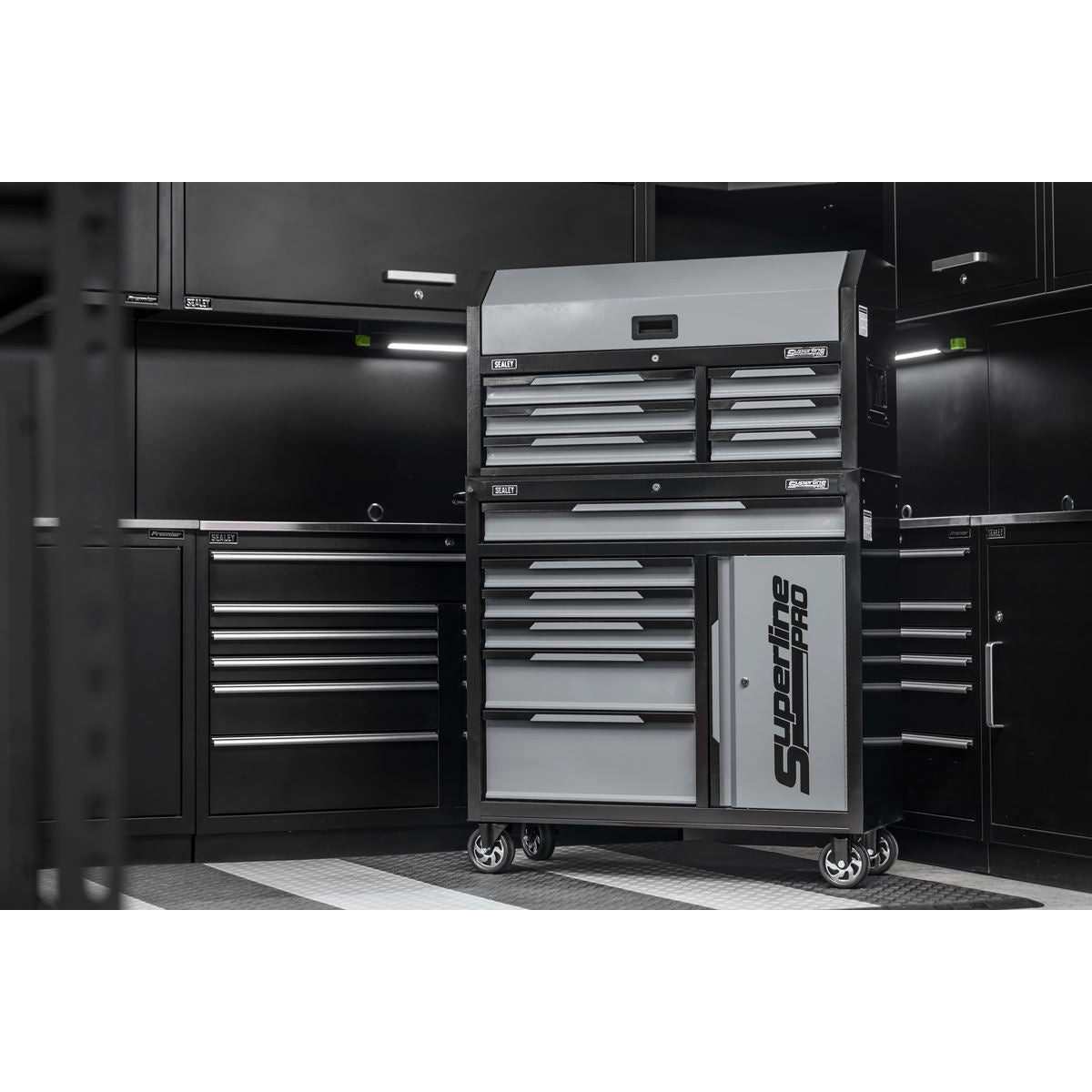 Sealey Superline Pro&reg; Topchest & Rollcab Combination 12 Drawer & 1 Door Cupboard - Grey AP1080GR