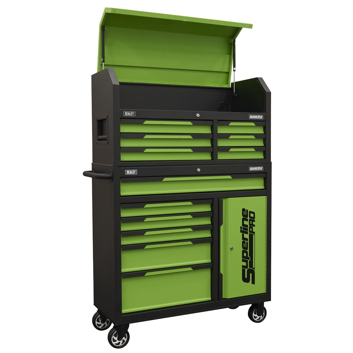 Sealey Superline Pro&reg; Topchest & Rollcab Combination 12 Drawer & 1 Door Cupboard - Green AP1080HVG