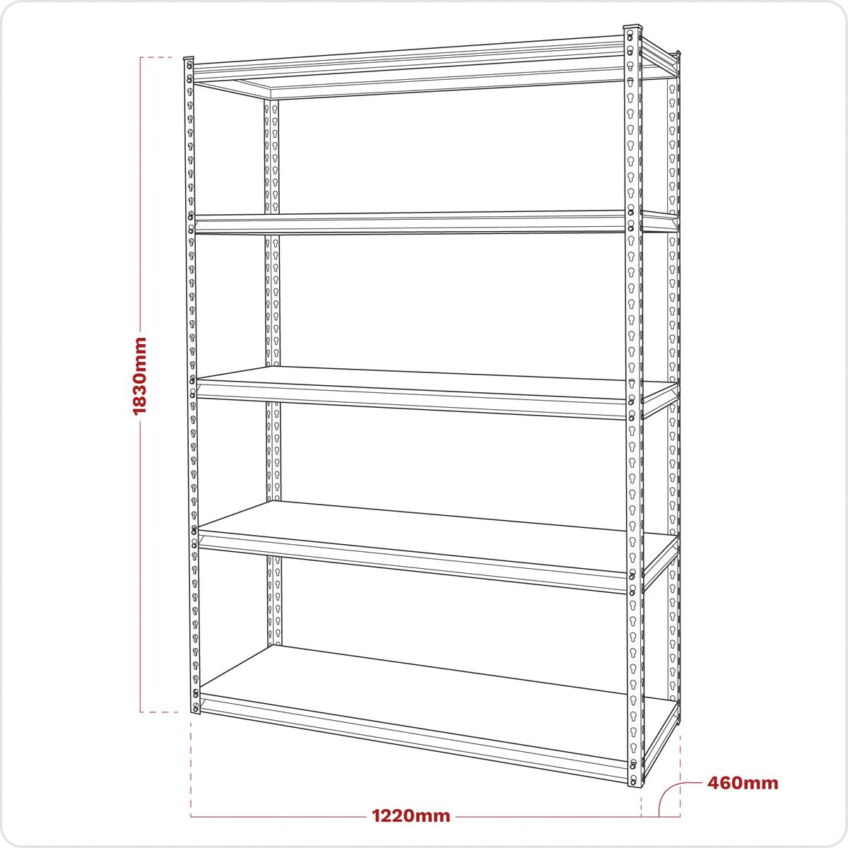 Sealey Racking Unit with 5 Shelves 220kg Capacity Per Level AP1200R