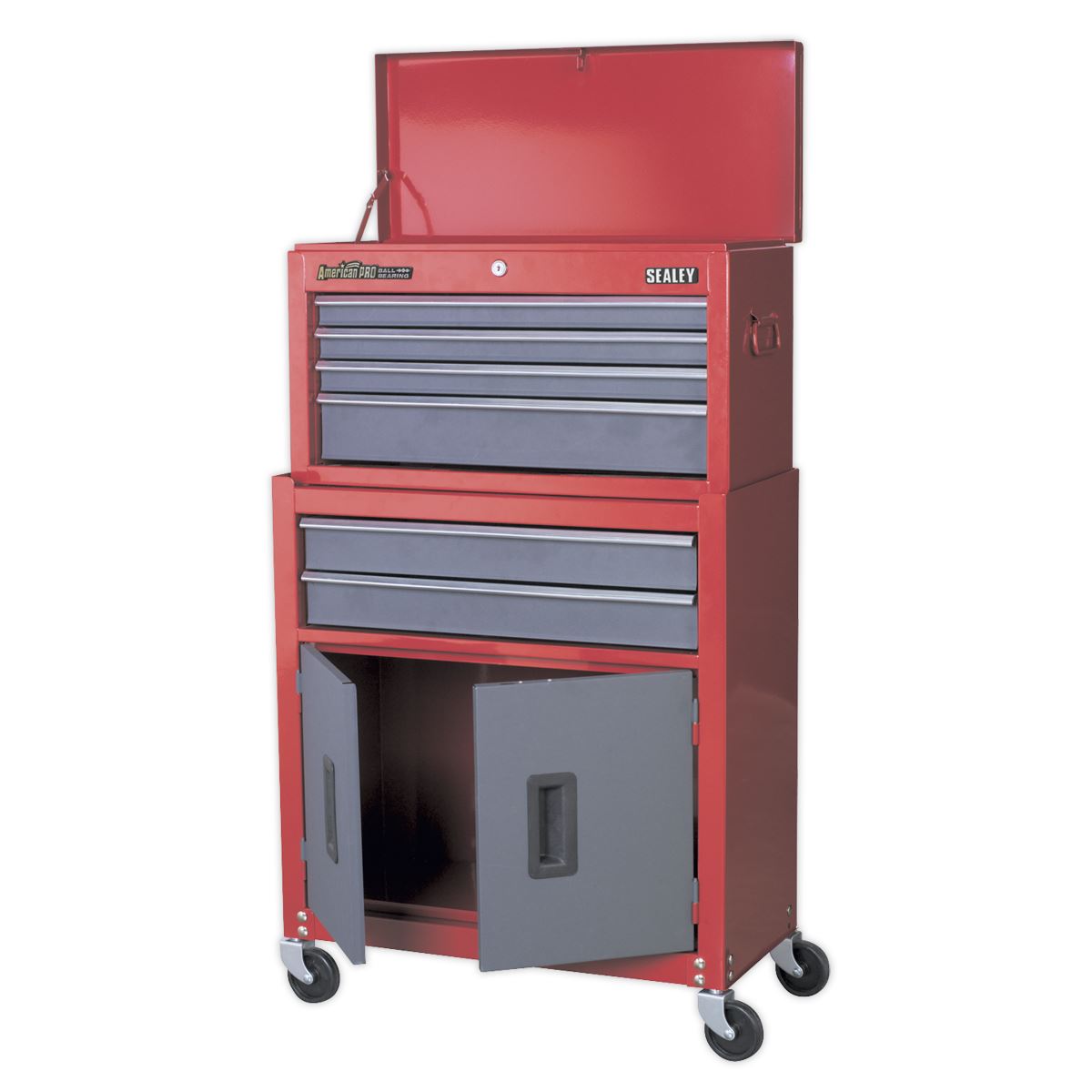 Sealey Topchest & Rollcab Combination 6 Drawer with Ball-Bearing Slides- Red AP2200BB