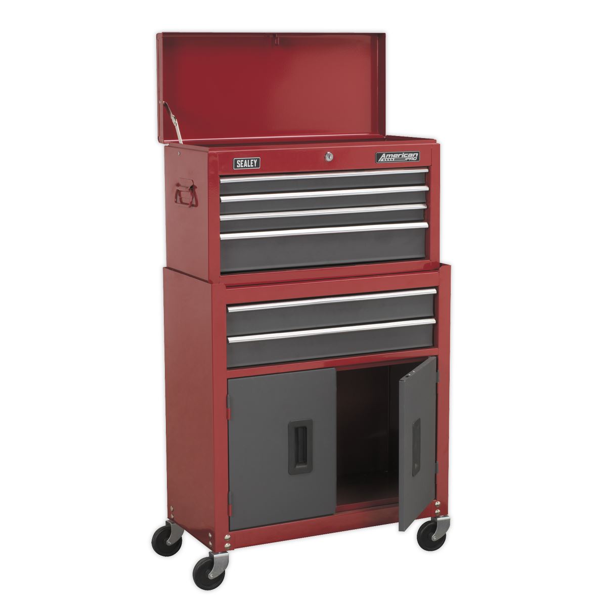 Sealey Topchest & Rollcab Combination 6 Drawer with Ball-Bearing Slides- Red AP2200BB