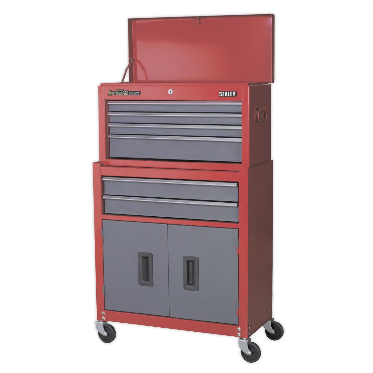 Sealey Topchest & Rollcab Combination 6 Drawer with Ball-Bearing Slides- Red AP2200BB