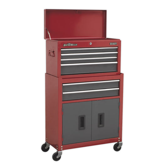 Sealey Topchest & Rollcab Combination 6 Drawer with Ball-Bearing Slides- Red AP2200BB
