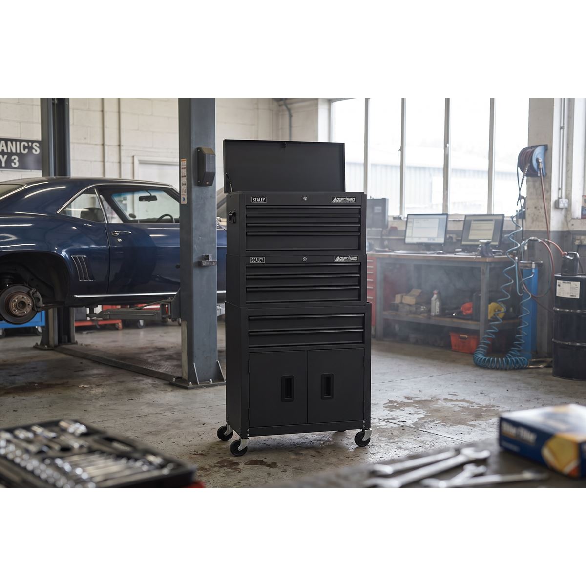 Sealey American Pro Topchest Rollcab Stack 9 Drawer AP2200BKSTACK