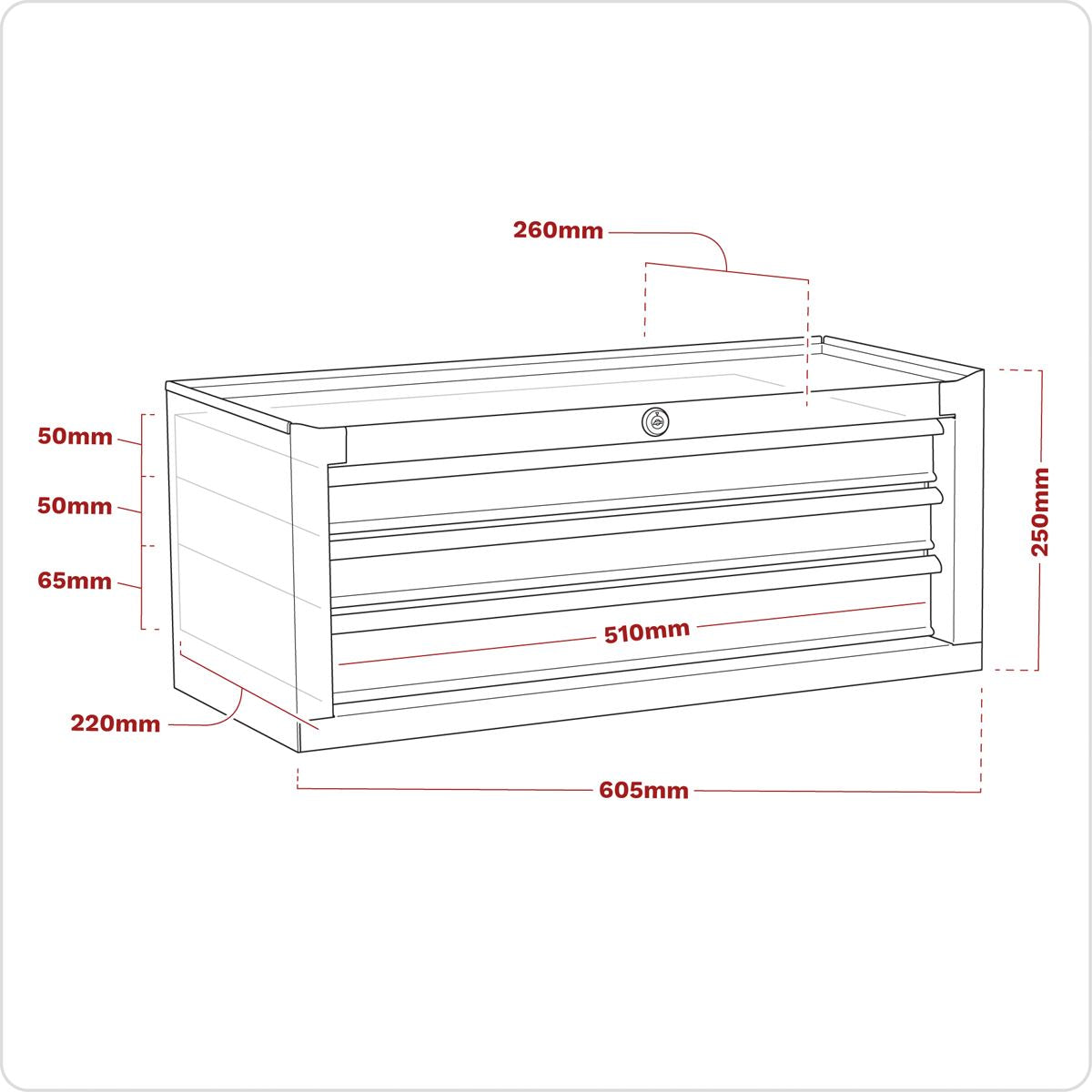 Sealey Mid-Box 3 Drawer with Ball-Bearing Slides - Red/Grey AP22309BB