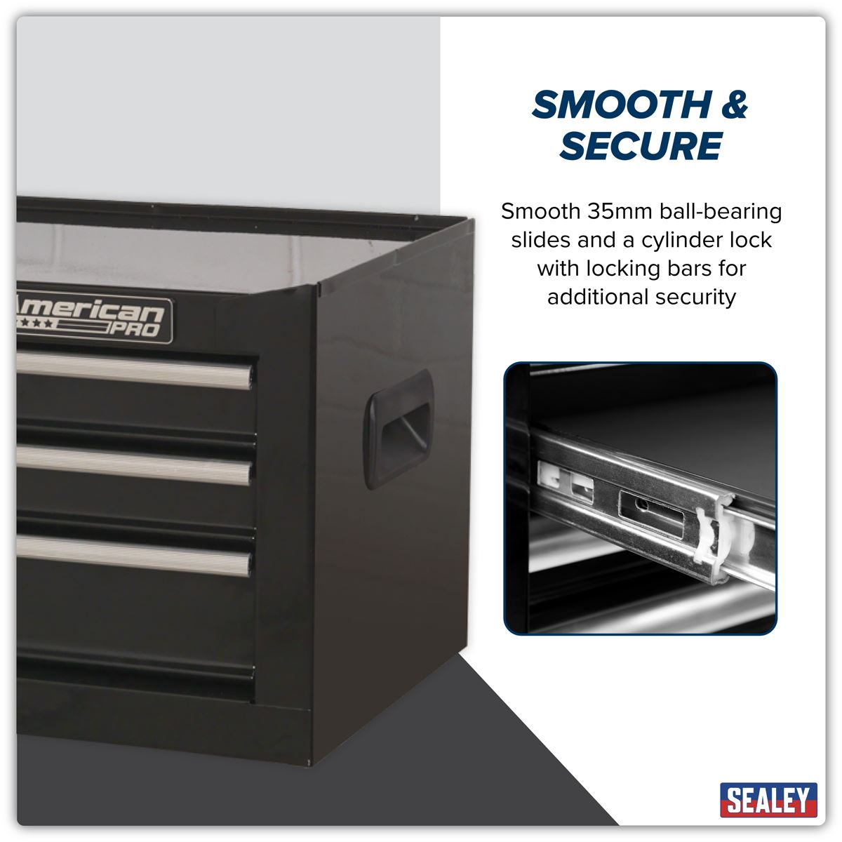 Sealey Mid-Box 3 Drawer with Ball-Bearing Slides - Black AP223B