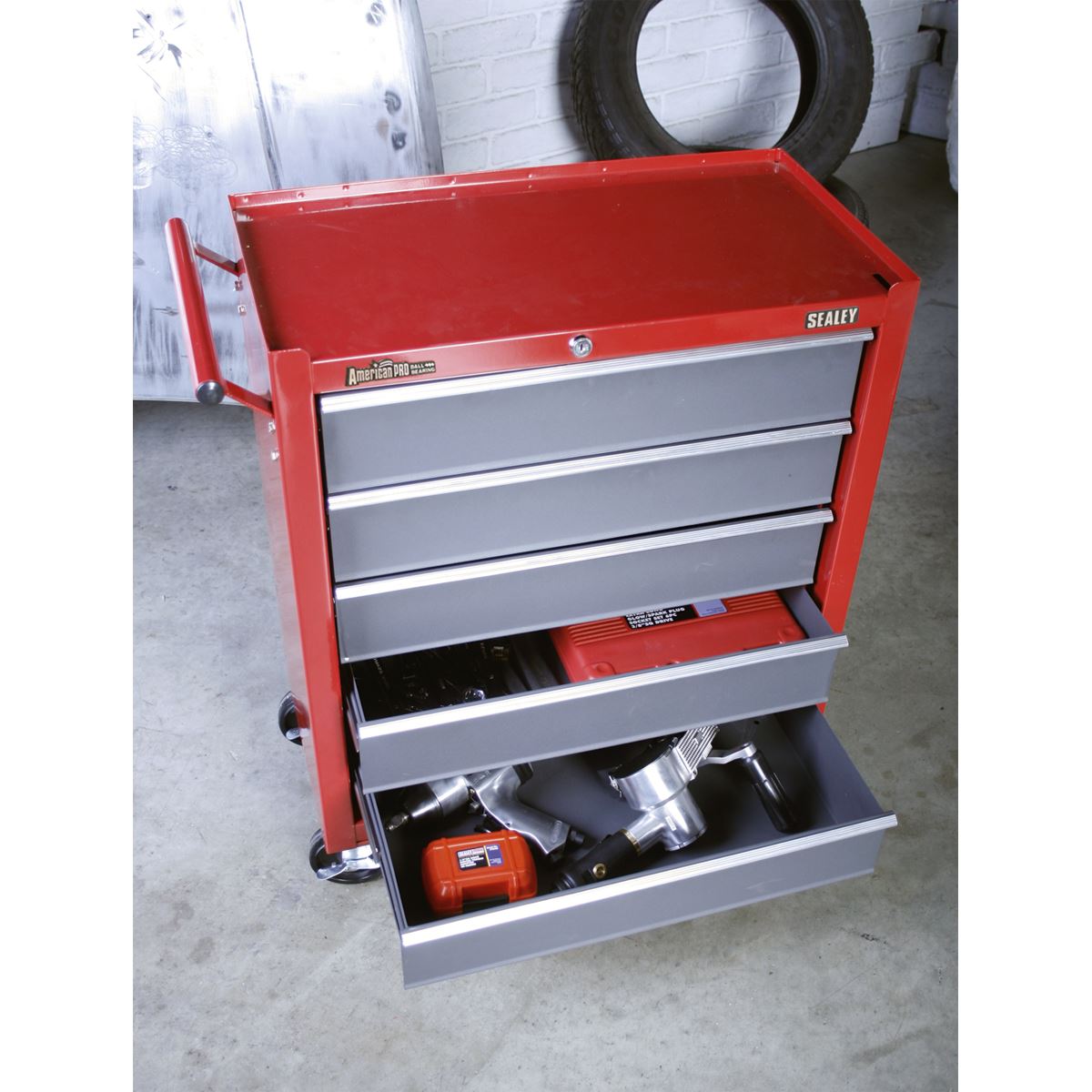Sealey Rollcab 5 Drawer with Ball-Bearing Slides - Red/Grey AP22505BB