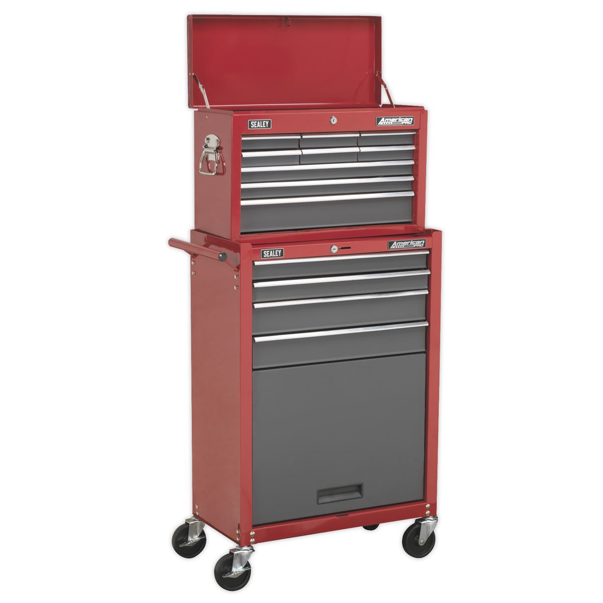 Sealey Topchest & Rollcab Combination 13 Drawer with Ball-Bearing Slides - Red/Grey AP22513BB