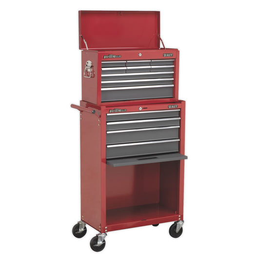 Sealey Topchest & Rollcab Combination 13 Drawer with Ball-Bearing Slides - Red/Grey AP22513BB