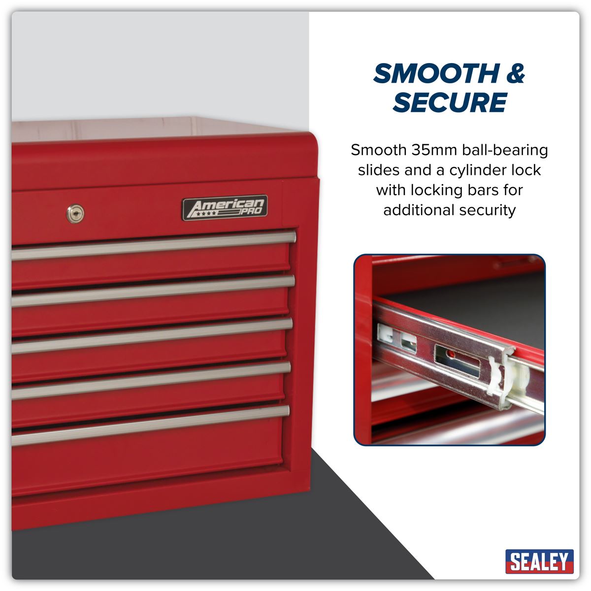 Sealey Topchest 5 Drawer with Ball-Bearing Slides - Red AP225