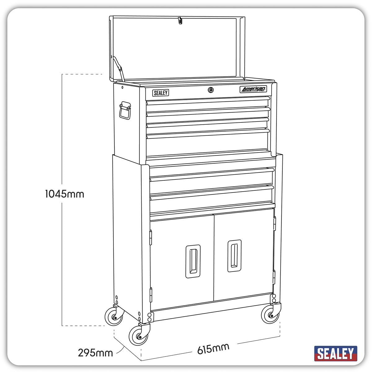 Sealey Topchest & Rollcab Combination 6 Drawer with Ball-Bearing Slides - Orange AP22O