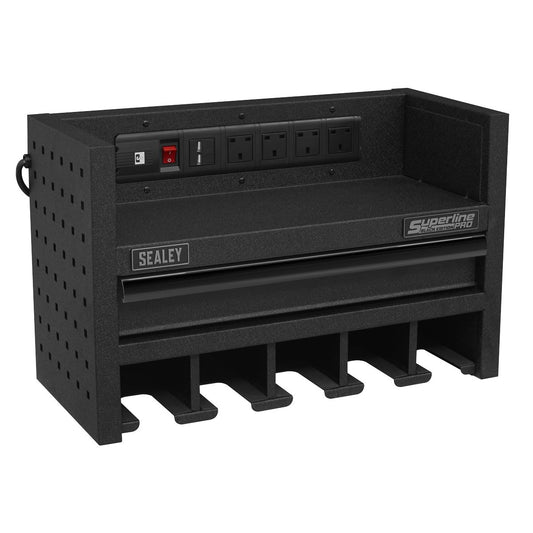 Sealey Power Tool Storage Rack with Drawer & Power Strip AP22SRBE