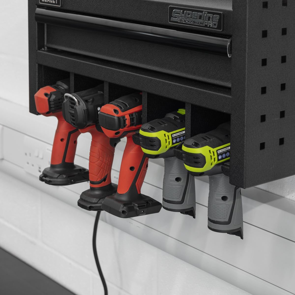 Sealey Power Tool Storage Rack with Drawer & Power Strip AP22SRBE