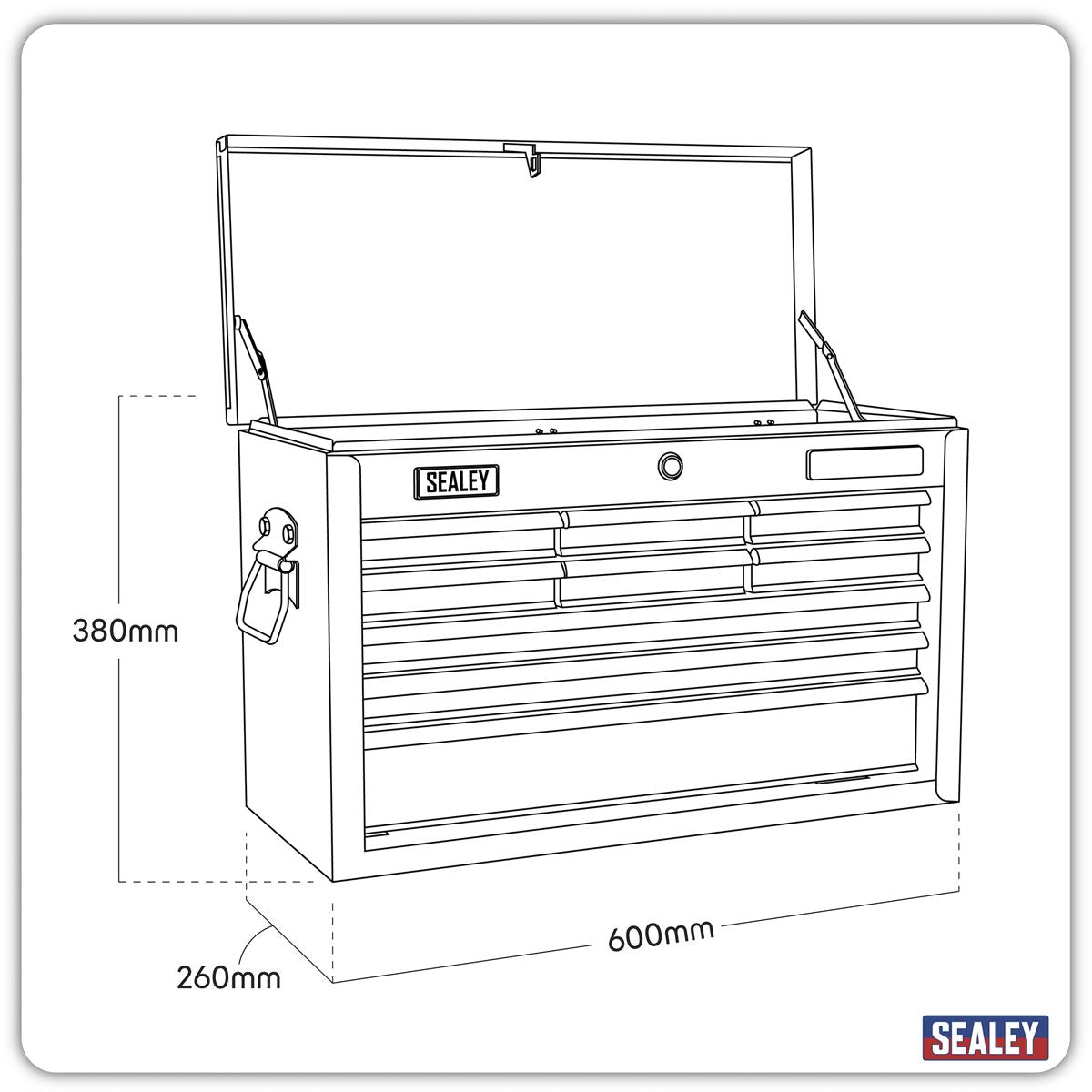 Sealey Topchest 9 Drawer with Ball-Bearing Slides - Black/Grey AP2509B
