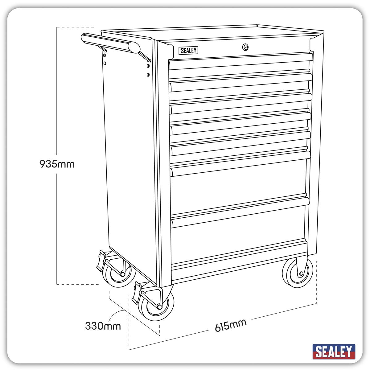 Sealey Topchest & Rollcab Combination 13 Drawer with Ball-Bearing Slides - Black/Grey AP2513B