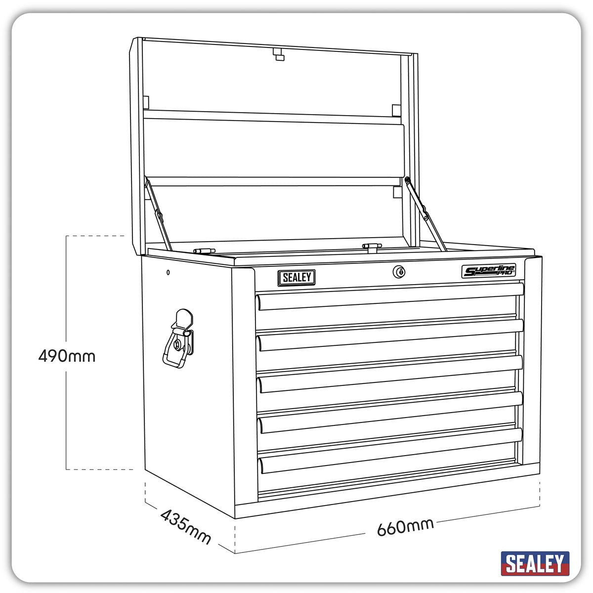Sealey Topchest 5 Drawer with Ball-Bearing Slides - Black AP26059TB
