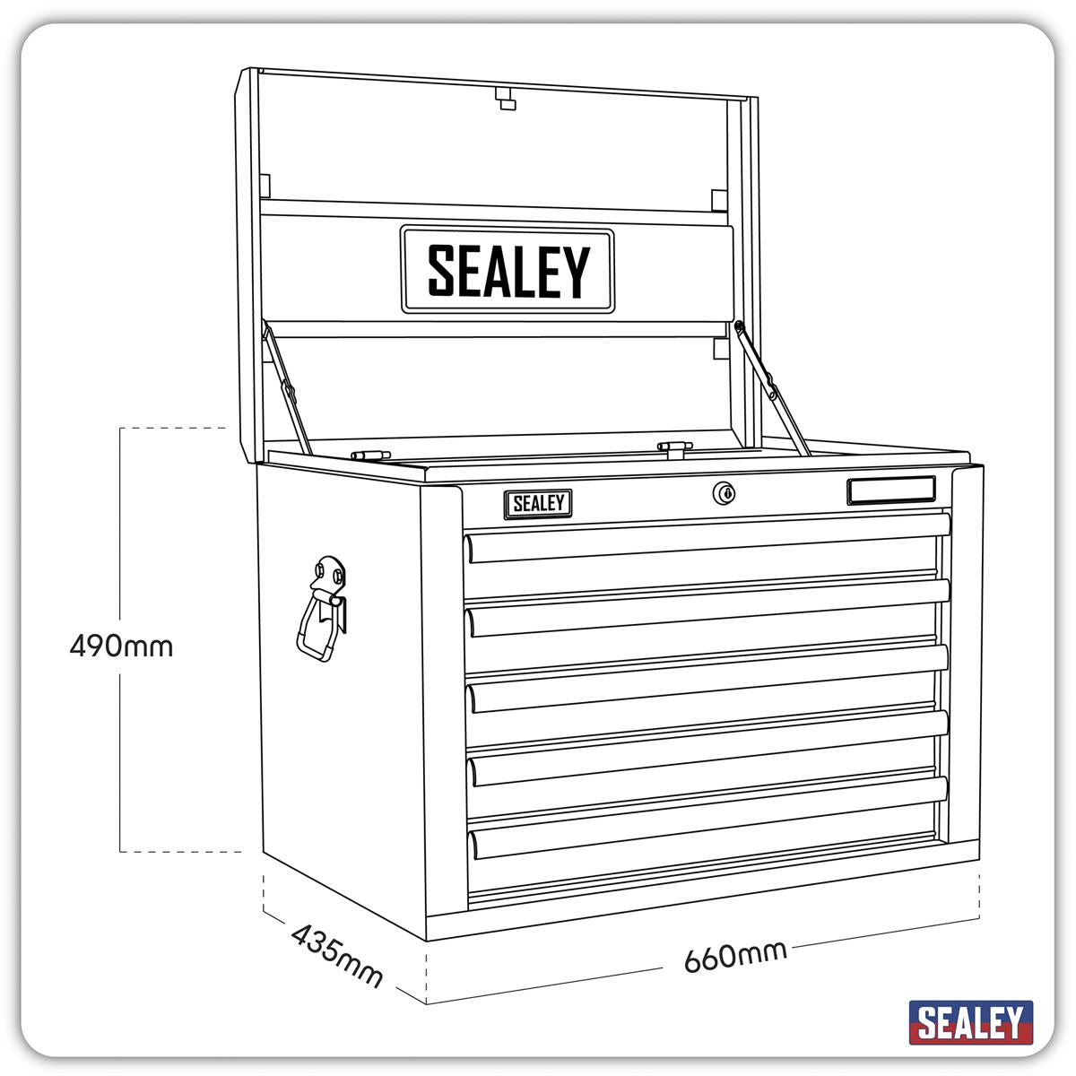 Sealey Green Black Topchest 5 Drawer With Ball Bearing Slides AP26059THV