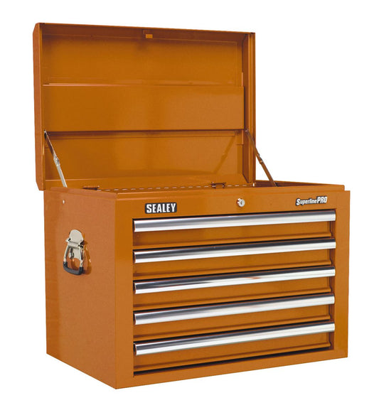Sealey Topchest 5 Drawer with Ball-Bearing Slides - Orange AP26059TO