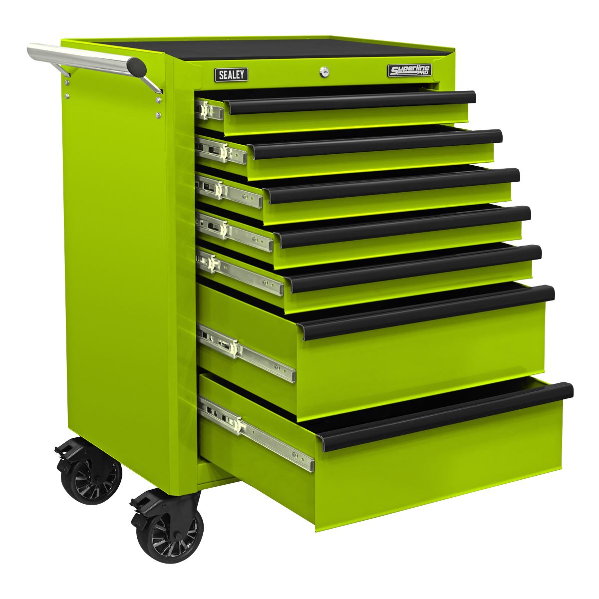Sealey Green Black Rollcab 7 Drawer Ball-Bearing Slides Inc liners AP26479THV