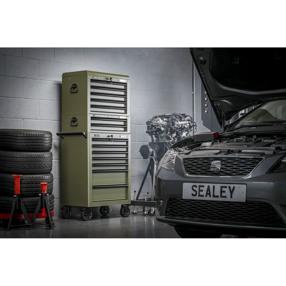 Sealey Superline PRO&reg; Heavy-Duty Rollcab 7 Drawer - Khaki AP26479TK