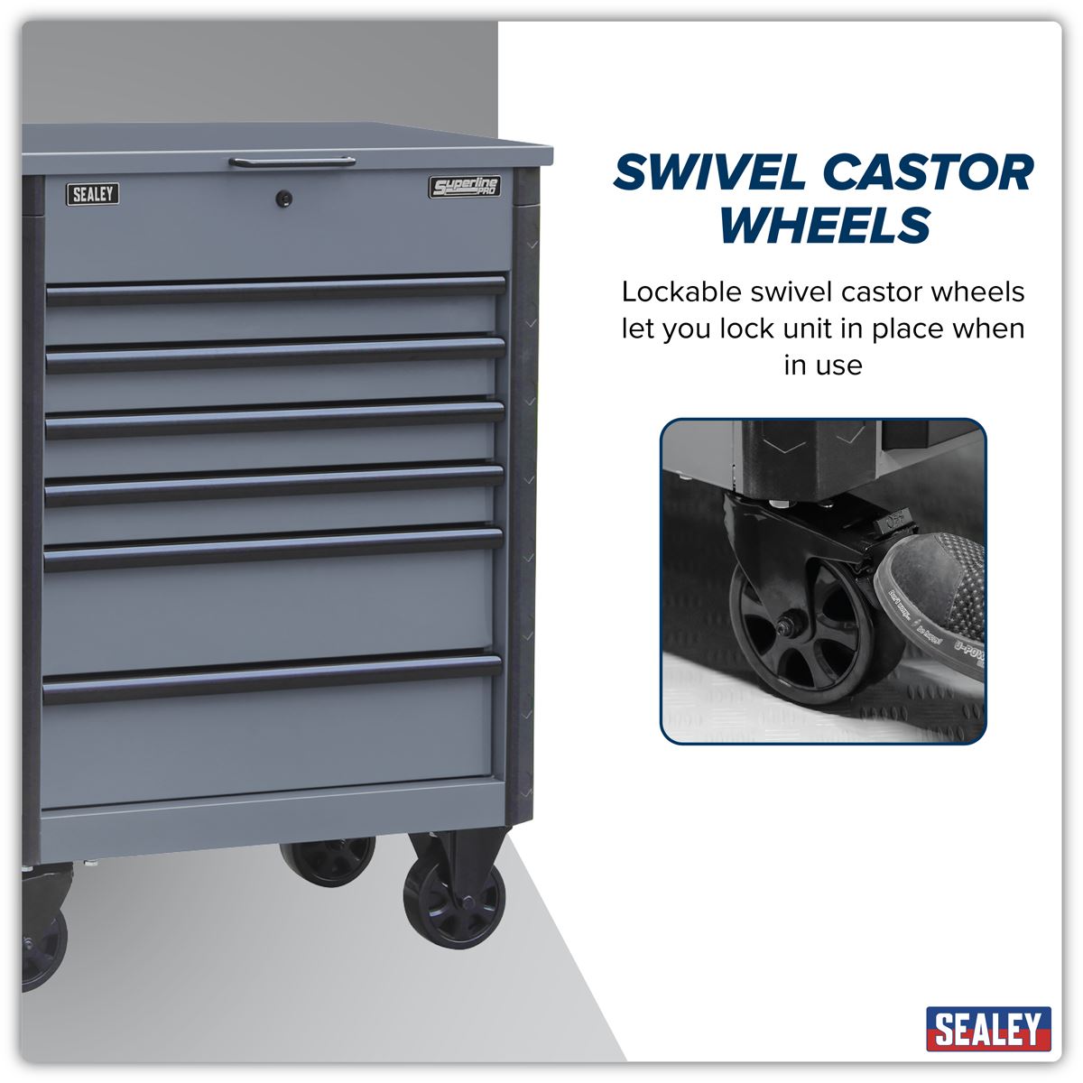 Sealey Superline Tool Trolley 6 Drawer Grey Size 722 x 482 x 1015mm AP266G