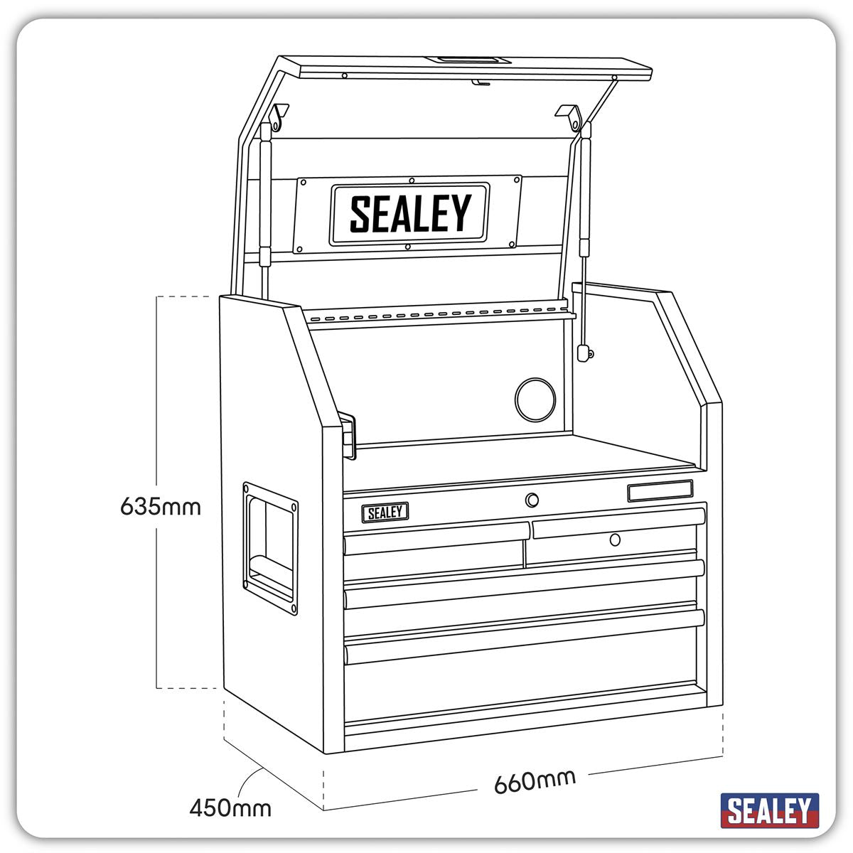 Sealey Topchest 4 Drawer 660mm with Soft Close Drawers & Power Strip AP2704BE