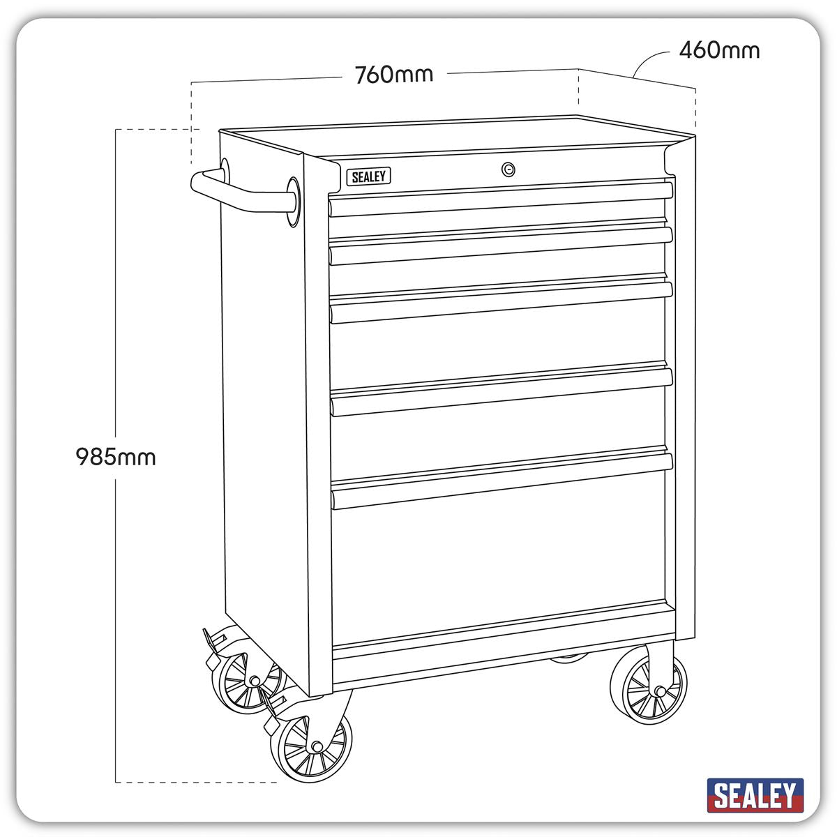 Sealey Rollcab 5 Drawer 680mm with Soft Close Drawers AP2705BE