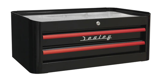 Sealey Mid-Box 2 Drawer Retro Style - Black with Red Anodised Drawer Pulls AP28102BR