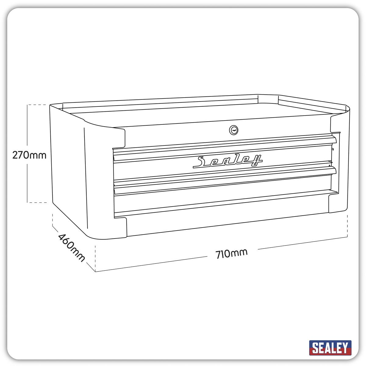 Sealey Mid-Box 2 Drawer Retro Style - Black with Red Anodised Drawer Pulls AP28102BR