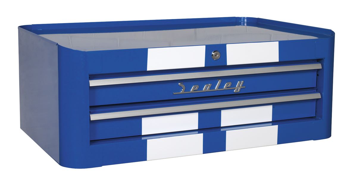 Sealey Mid-Box 2 Drawer Retro Style - Blue with White Stripes AP28102BWS