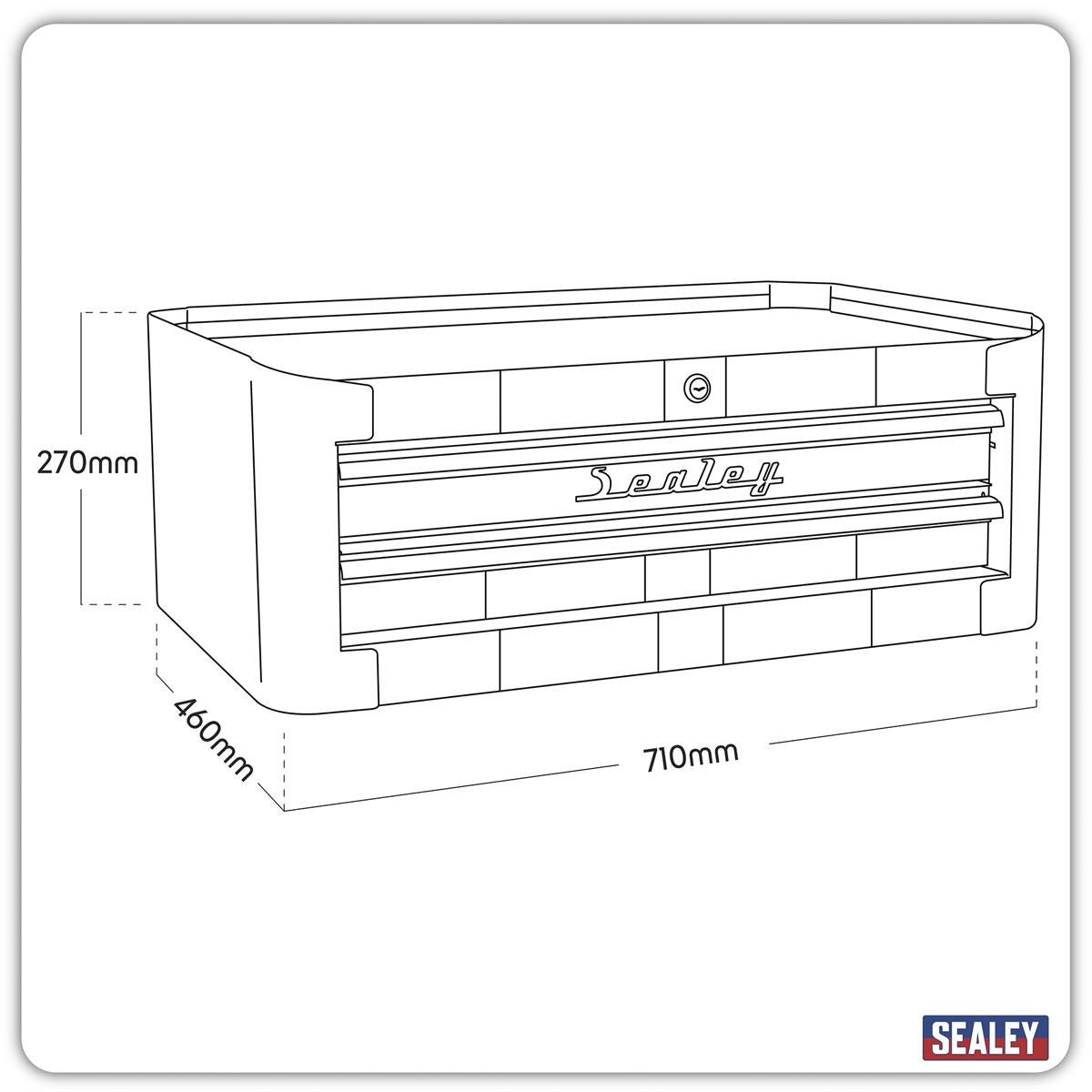 Sealey Mid-Box 2 Drawer Retro Style - Blue with White Stripes AP28102BWS