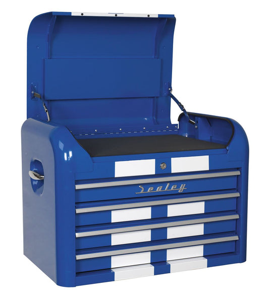 Sealey Topchest 4 Drawer Retro Style - Blue with White Stripes AP28104BWS