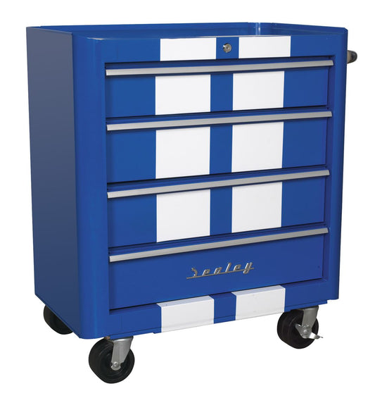 Sealey Rollcab 4 Drawer Retro Style - Blue with White Stripes AP28204BWS