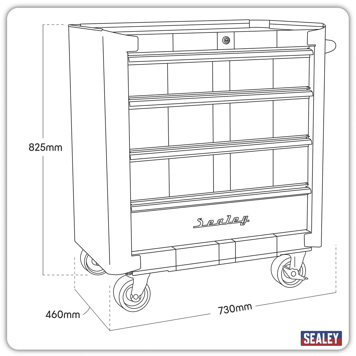 Sealey Rollcab 4 Drawer Retro Style - Blue with White Stripes AP28204BWS