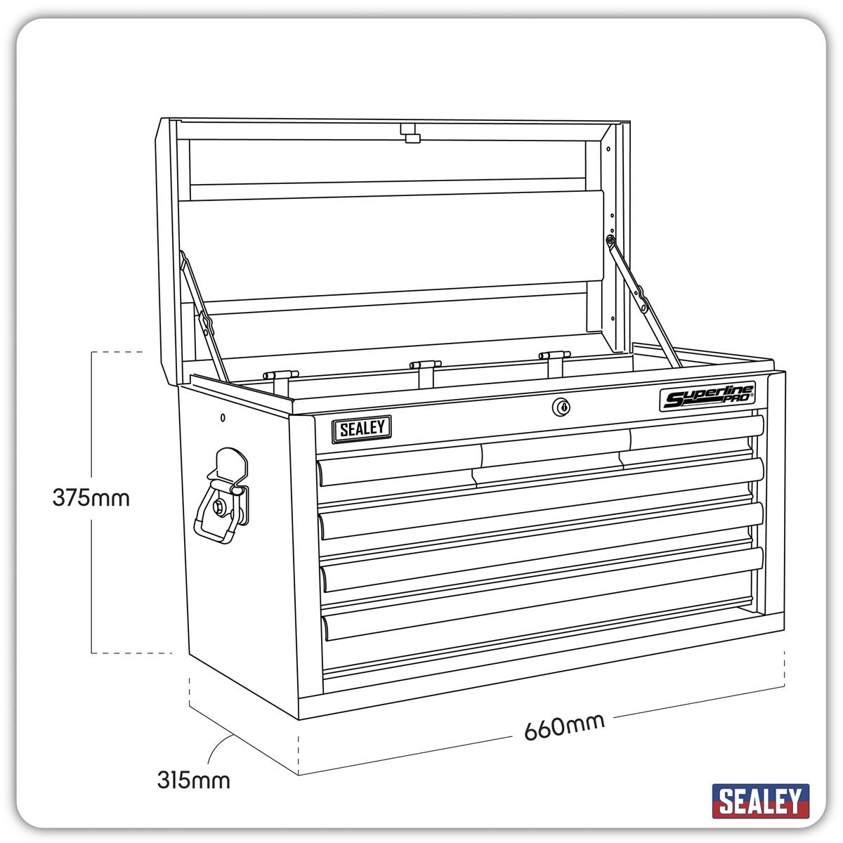 Sealey Topchest 6 Drawer with Ball-Bearing Slides - Black AP33069B