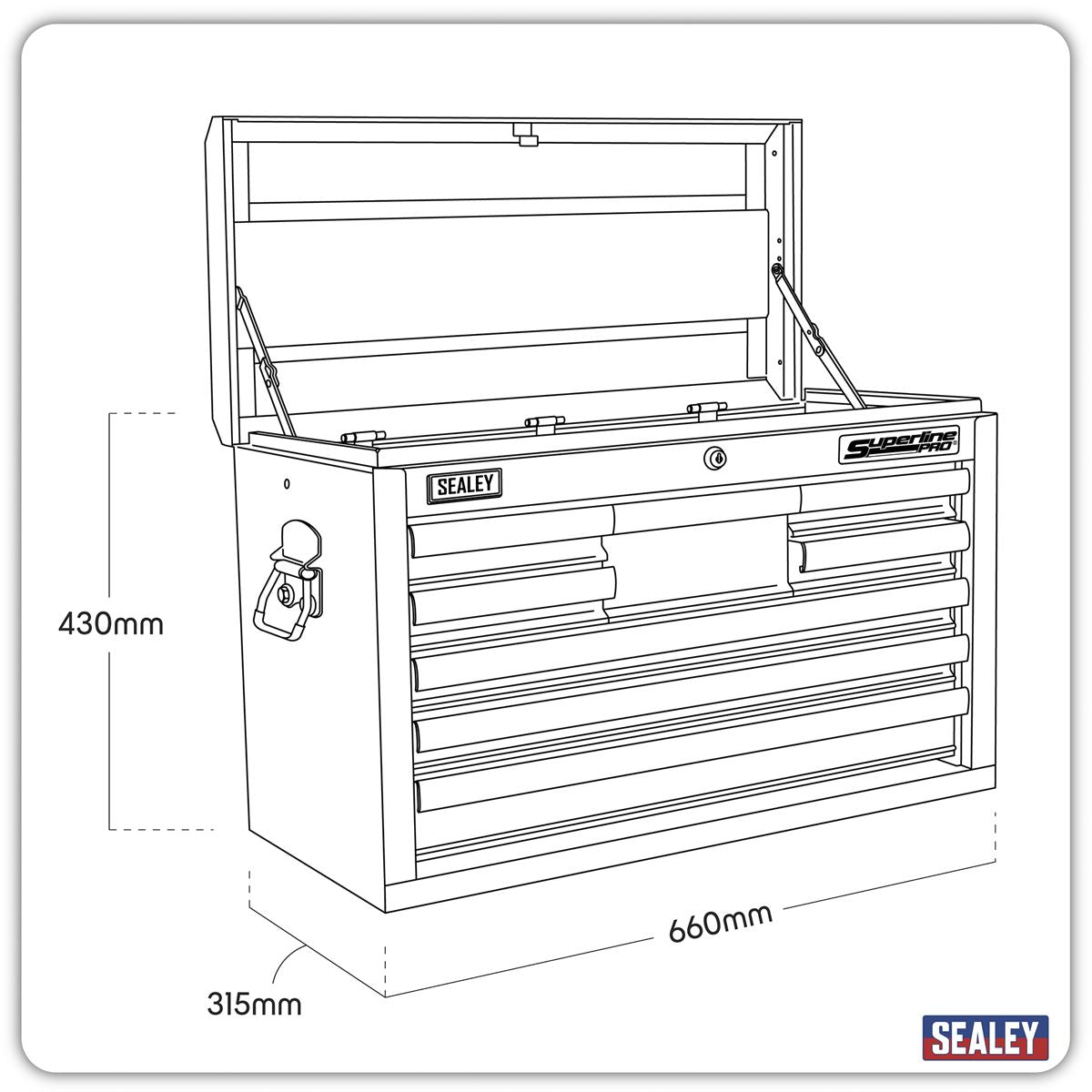 Sealey Topchest 8 Drawer with Ball-Bearing Slides - Black AP33089B
