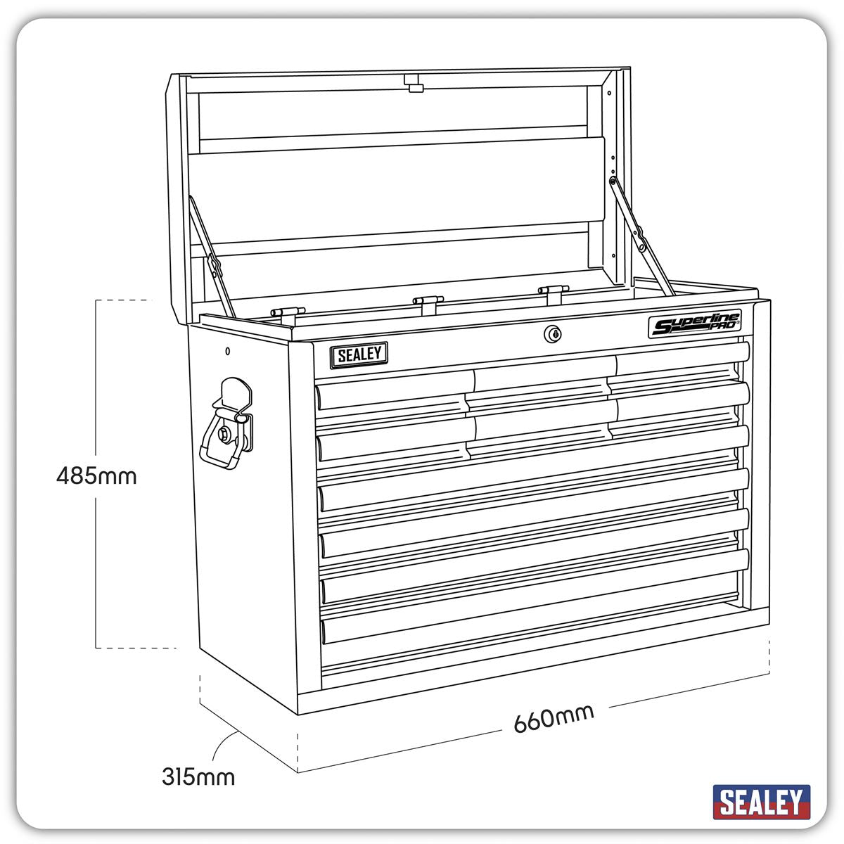 Sealey Topchest 10 Drawer with Ball-Bearing Slides - Red AP33109