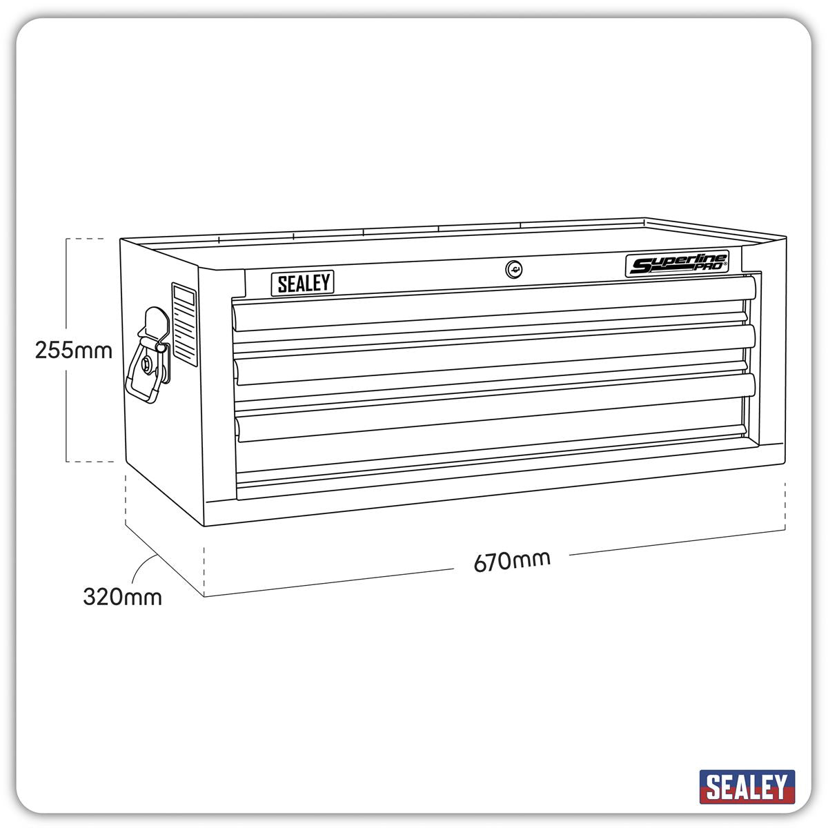 Sealey Mid-Box 3 Drawer with Ball-Bearing Slides - Black AP33339B