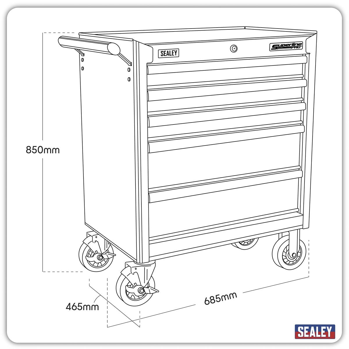 Sealey Rollcab 5 Drawer with Ball-Bearing Slides - Black AP33459B